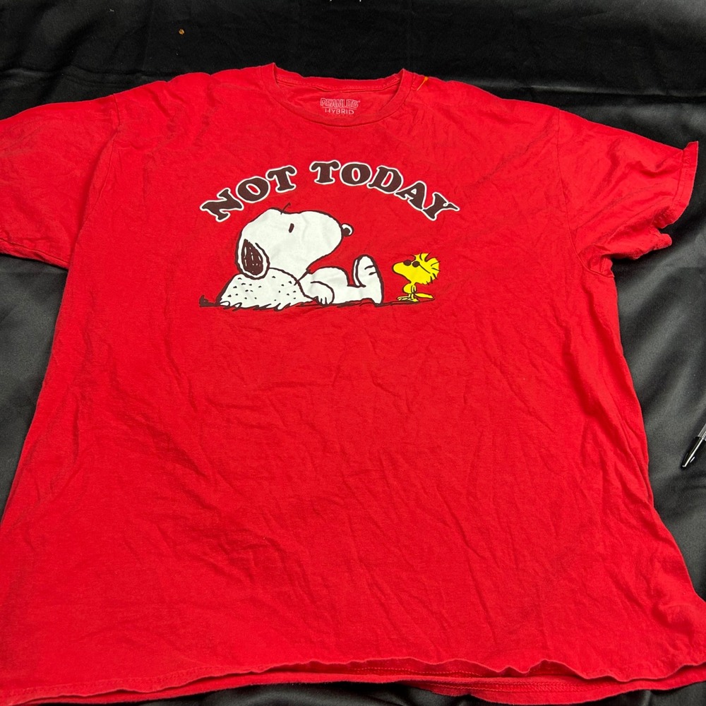 Peanuts Hybrid Snoopy Woodstock Not Today Red Graphic T-Shirt Mens XL Cotton